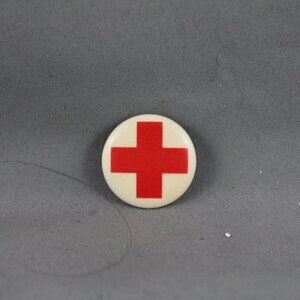 Vintage Red Cross PIn - Classic Red Cross on White - Metal Pin